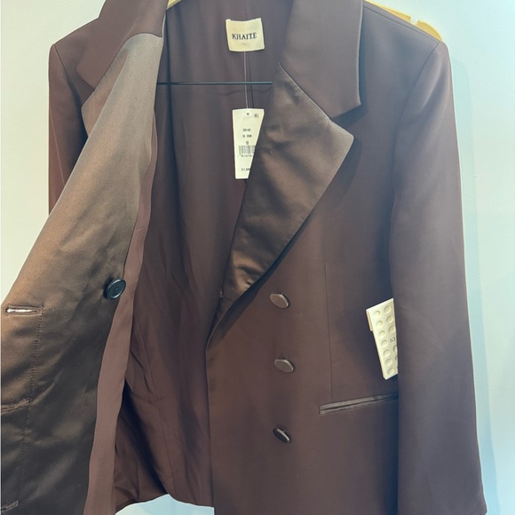 KHAITE Women’s Johnson Satin Lapel Blazer in Brown, Sz 10, NWT - Picture 6 of 7